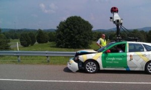 google street car accident crash itself taken pictures google map google earth on duty