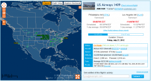 free real time flight tracking tracking us airway flight 1409 from phl to lax 07/27/2012