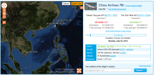 taipei TPE to SGN China airlines flight#781 July 30th 2012 eta 10am to Tan Son Nhat airport Vietnam