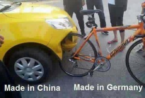 Made in China verus vs. Made in Germany Car and Bicycle