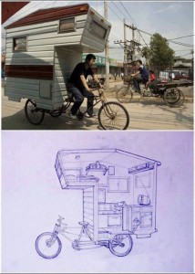 bicycle cyclo xit lo mobile home complete with kitchen living room running water power and bedroom just a peddle away where's the toilet?