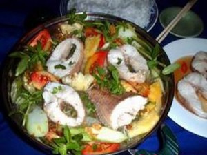 Canh Chua Ca Loc - Vietnamese Sour Soup rice farm fish