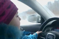 8 years old driving on icy road while father film it for youtube viral video