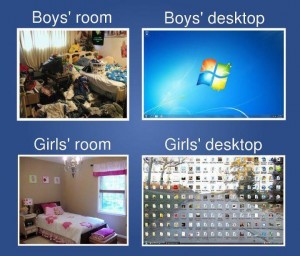 Boy's room versus girls room and computer desktop