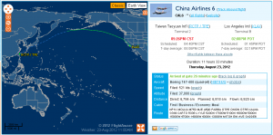 TPE to LAX landed safely ChinaAirlines CI0006 8/23/2012