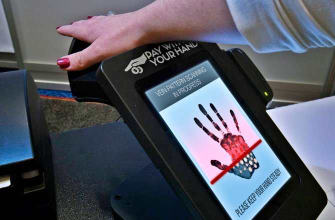 pay via Bitcoin? forget it now is the future pay via by your hand well what if you don't have a hand or your hand got chop off stolen?